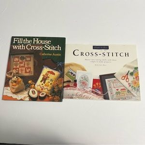 Cross Stitch Craft Project Hardcover Books lot of two, needlepoint craft